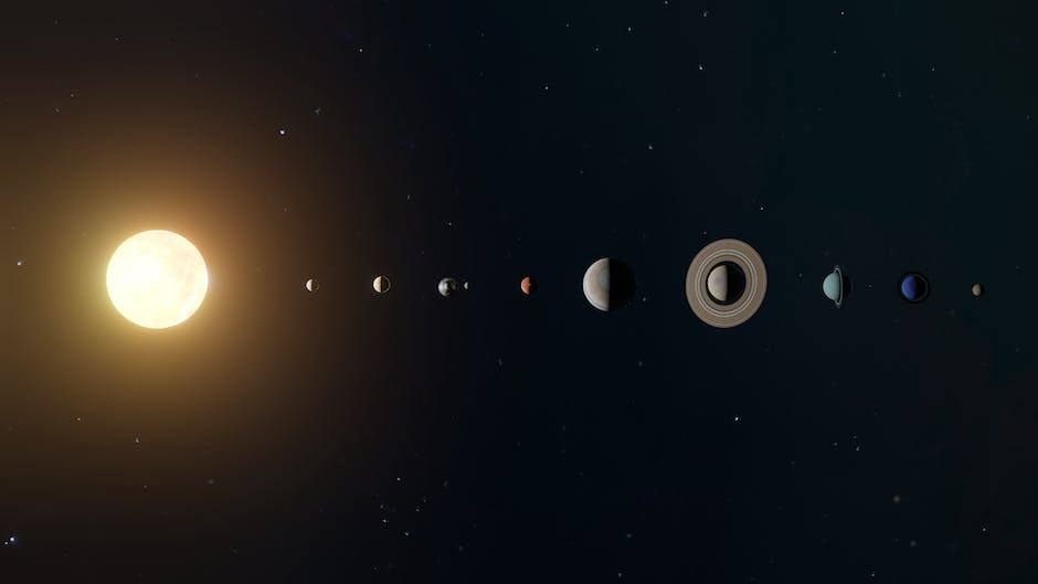 A picture of the stars and planets of the solar system as seen through a telescope, with some of the features enhanced through image processing and stacking.