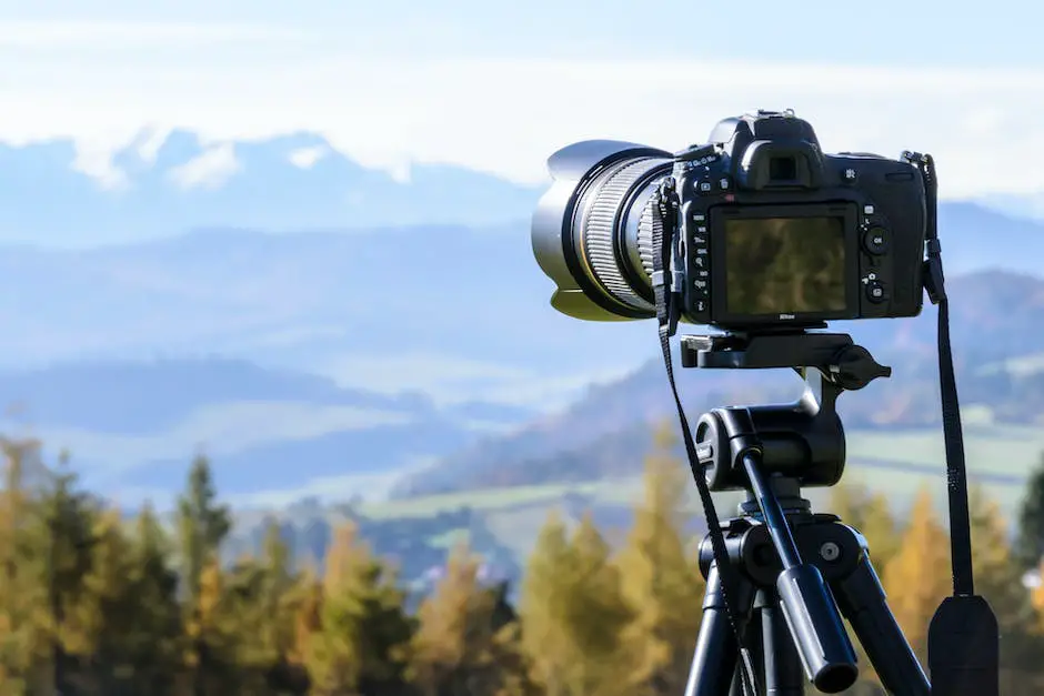 A vibrant image of a person holding a camera and filming a vlog with a bright background.