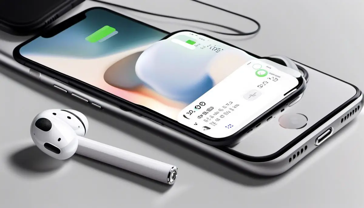 Image depicting the AirPods battery status on an iPhone with a charging case