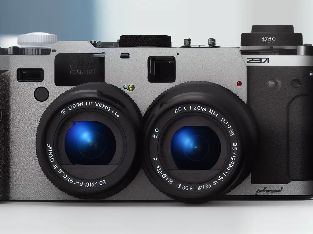 Illustration of a compact camera with a zoom lens and buttons labeled as lens, viewfinder, zoom toggle, mode switch, and directional pad.