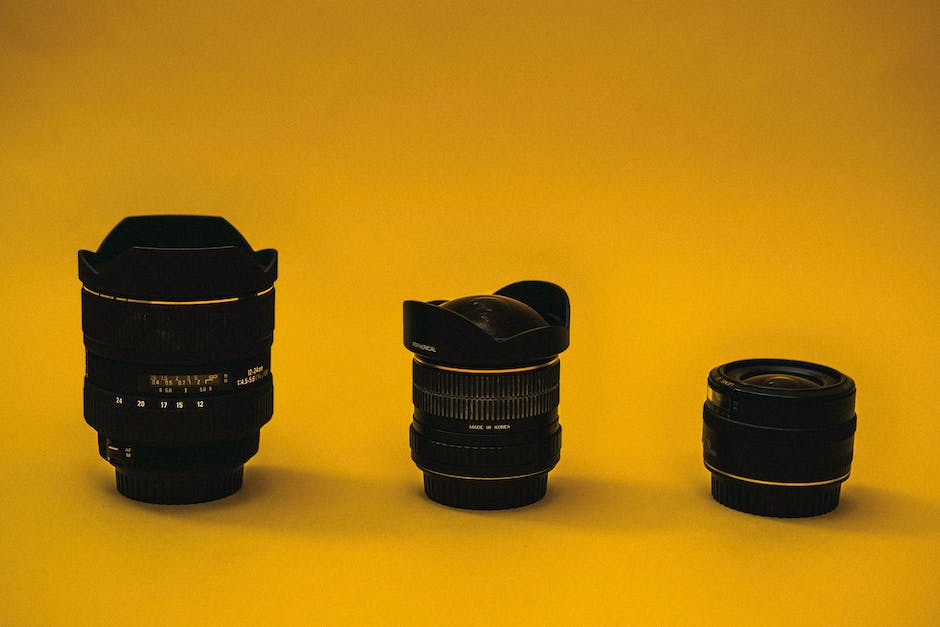 Three different fast prime lenses for concert photography against a black background