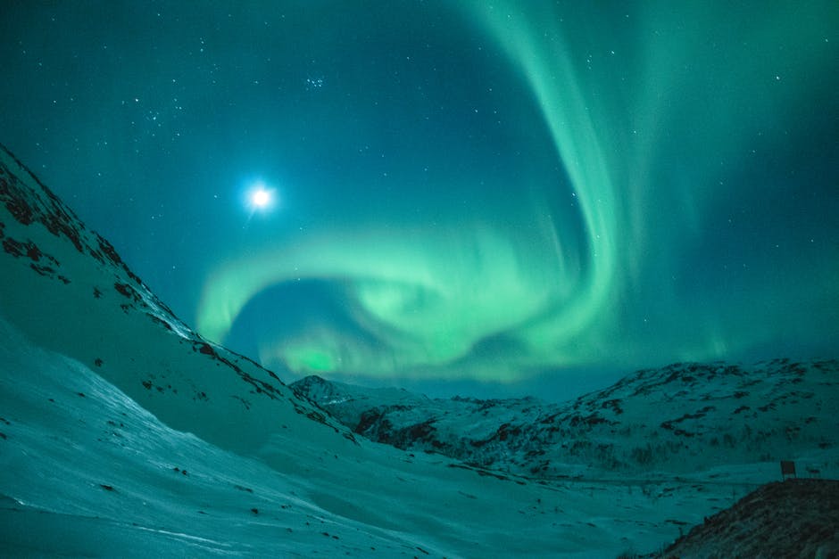 A photo of a night sky with the Northern Lights.