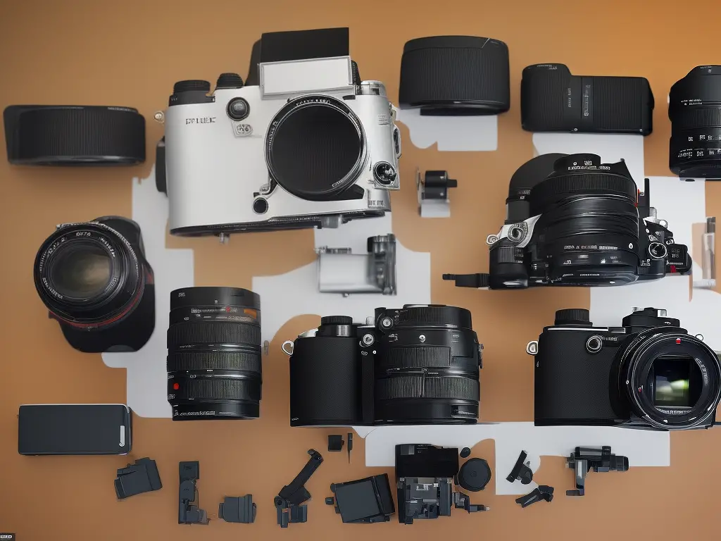 An image that shows the different parts of a point and shoot film camera, including the lens, viewfinder, flash, shutter button, film chamber, and battery compartment. It also includes a diagram of how the different parts work together to capture an image.