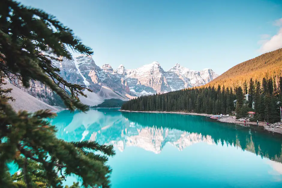 A breathtaking landscape photograph of mountains reflecting on a calm lake with vibrant colors.