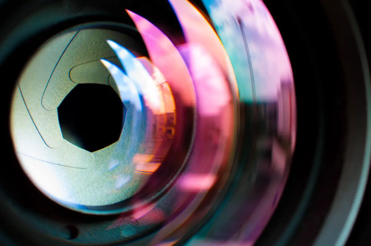 Image of a camera lens with a blurred background, depicting the importance of lens selection for achieving depth of field and desired aesthetic effects in a 4K video shoot.
