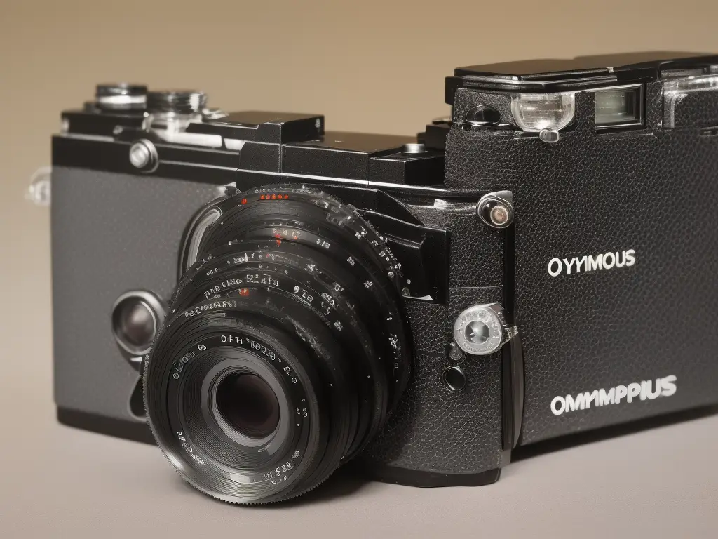 An image of the Olympus Trip 35, a vintage point-and-shoot film camera with a metal body, Zuiko lens, and selenium cell light meter.